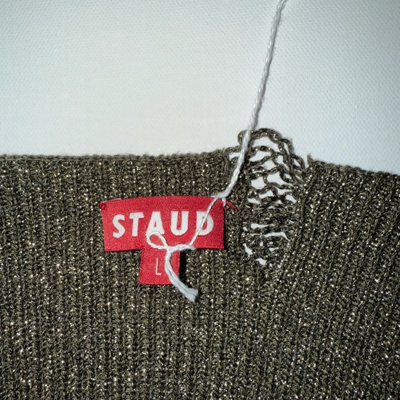 NWT Staud Gold Metallic Long Sleeve Women's Top - Picture 4 of 4